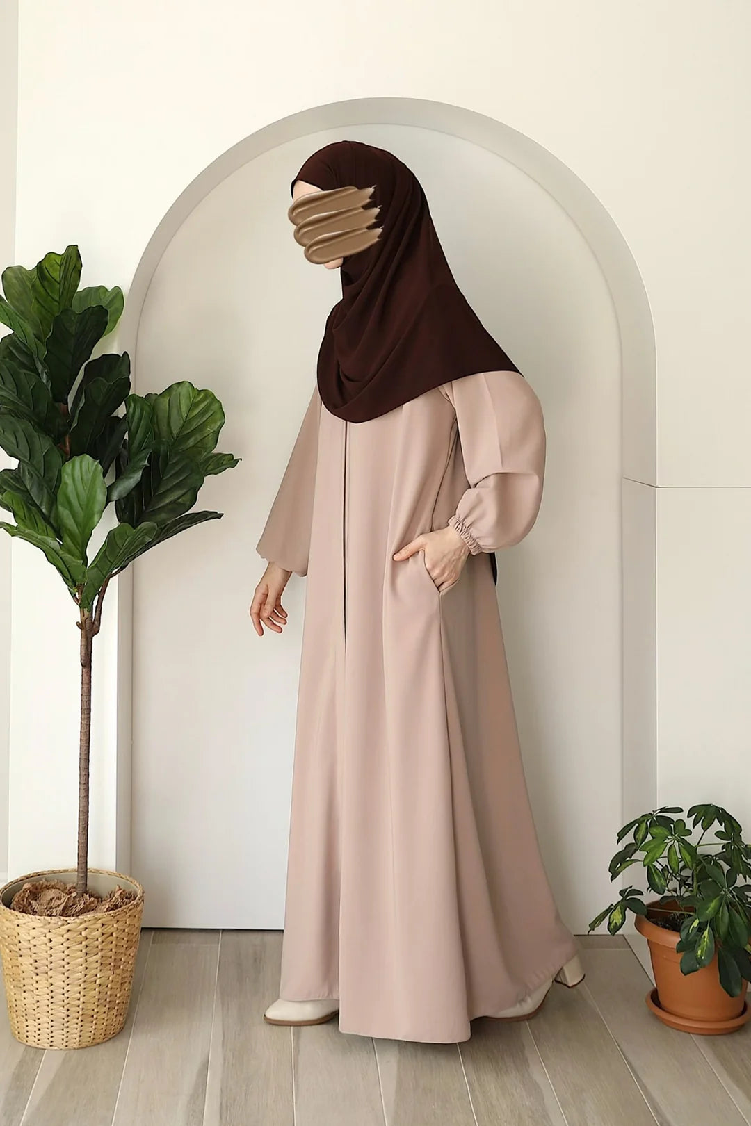 Abaya à poche zippée