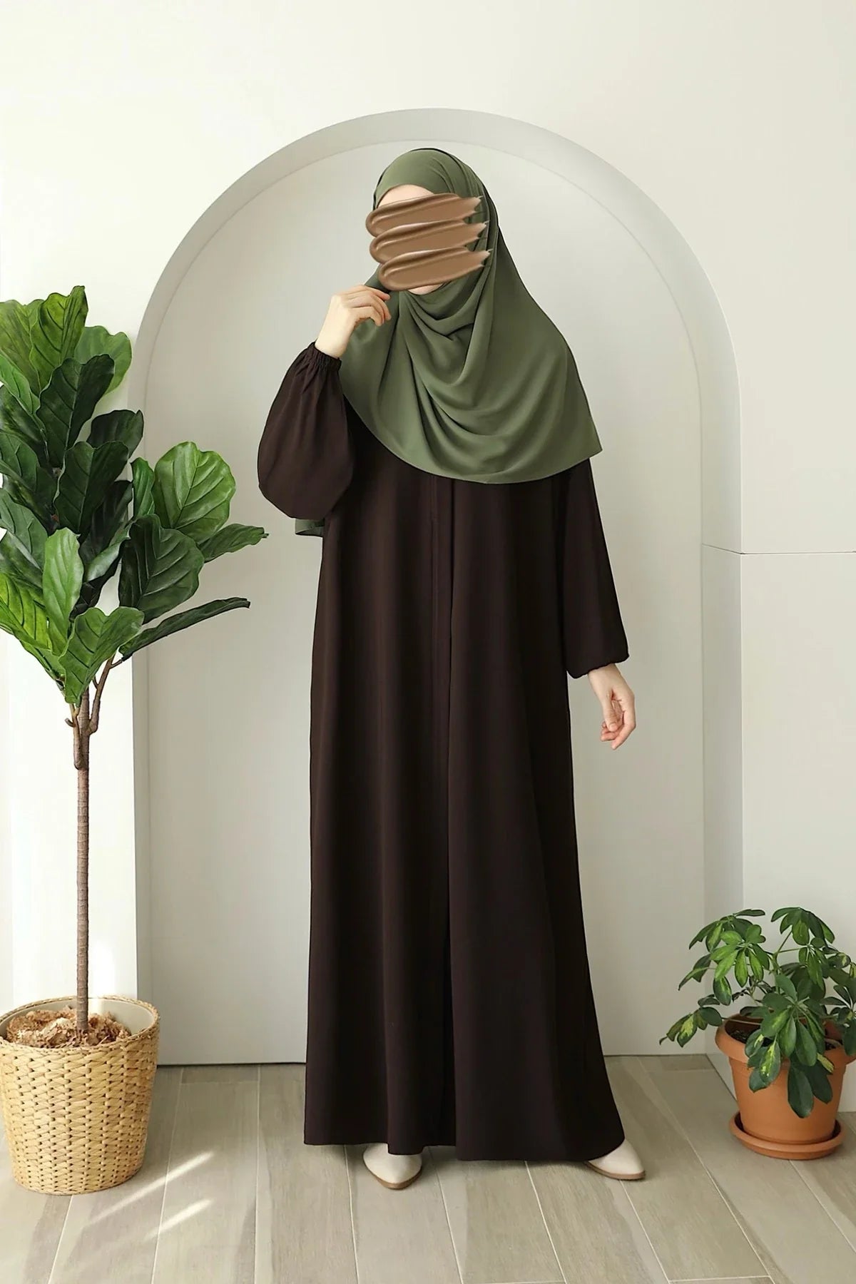 Abaya à poche zippée