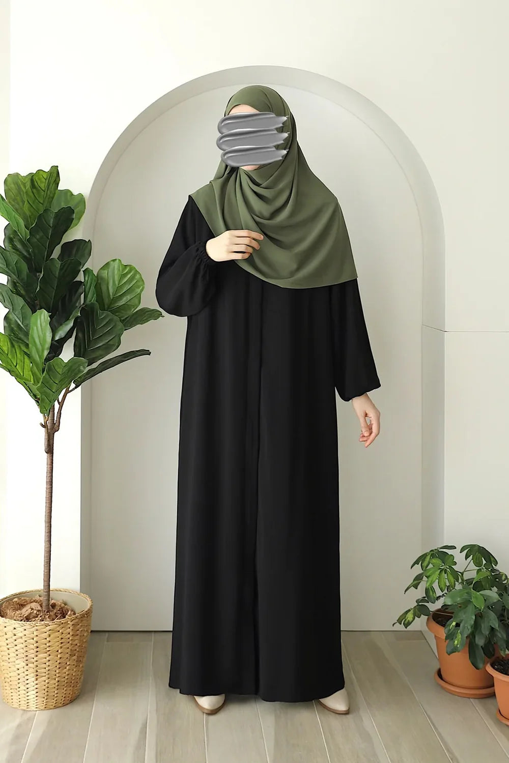 Abaya à poche zippée