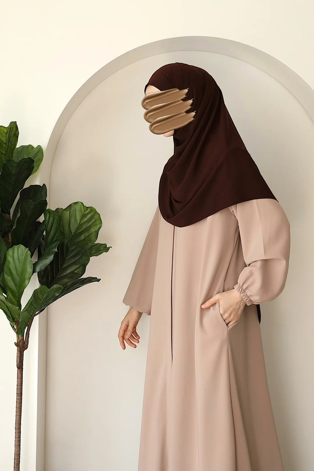 Abaya à poche zippée